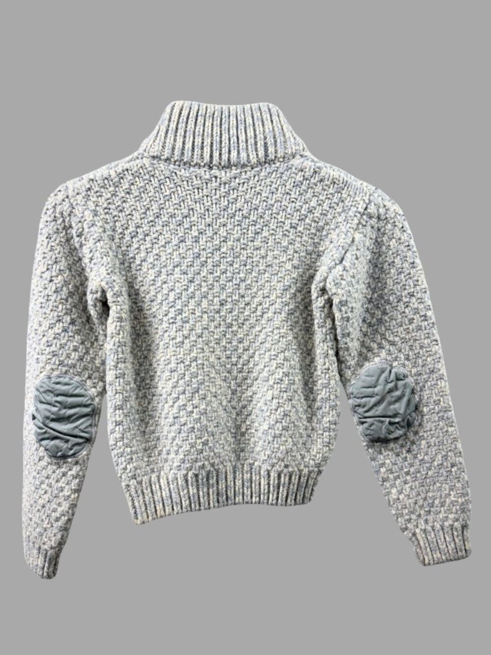 PRADA Light Grey Blue Wool Sweater Half-Zip Cropped High Neck Sz IT 40 US S - Picture 2 of 9